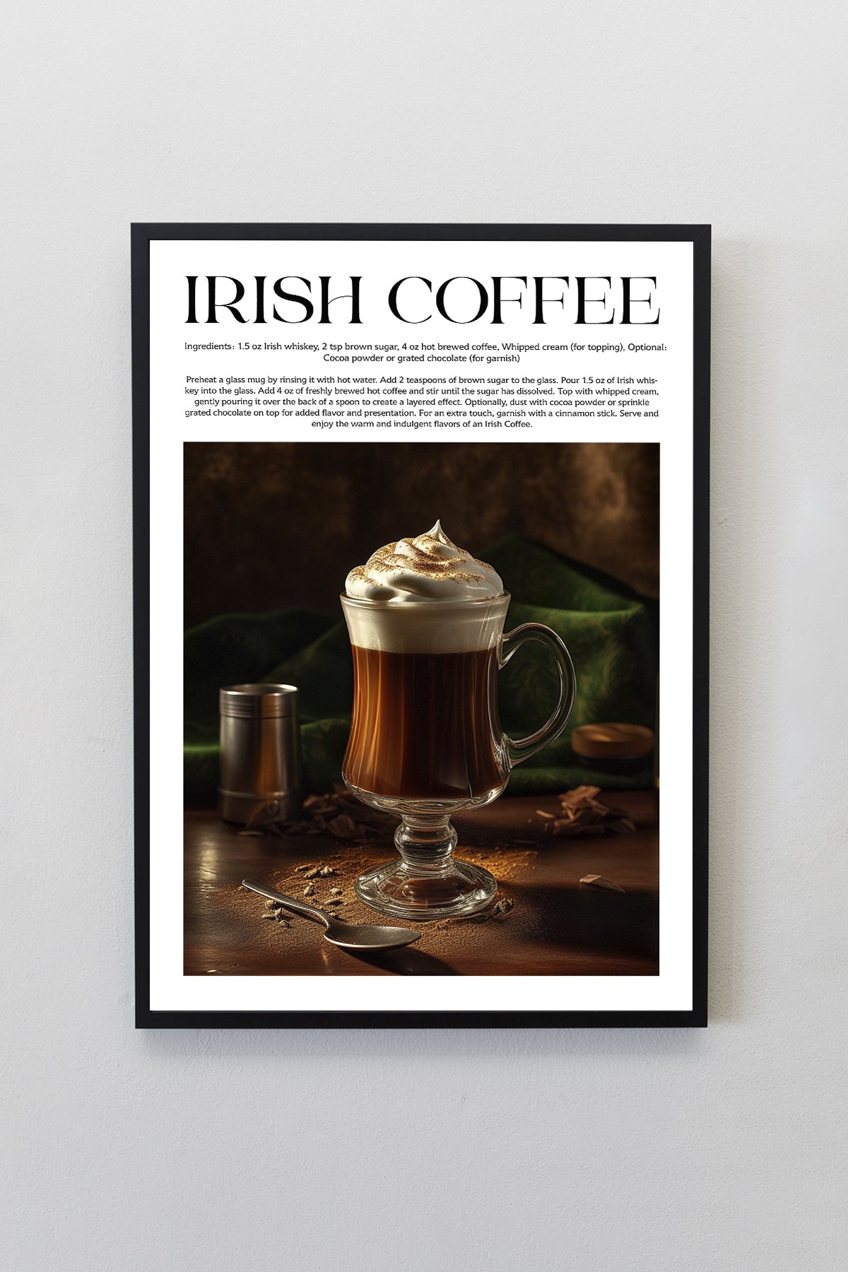 Irish Coffee Tasarımlı Kokteyl Koleksiyonu Çerçeveli Tablo