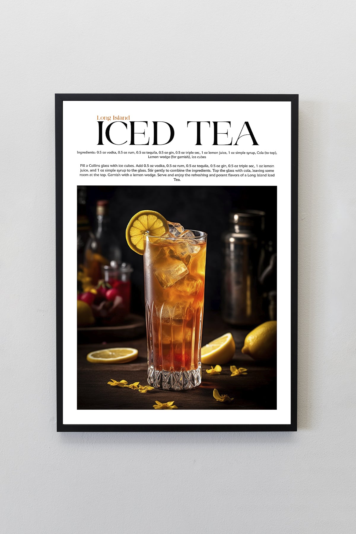 Long Island Iced Tea Tasarımlı Kokteyl Koleksiyonu Çerçeveli Tablo