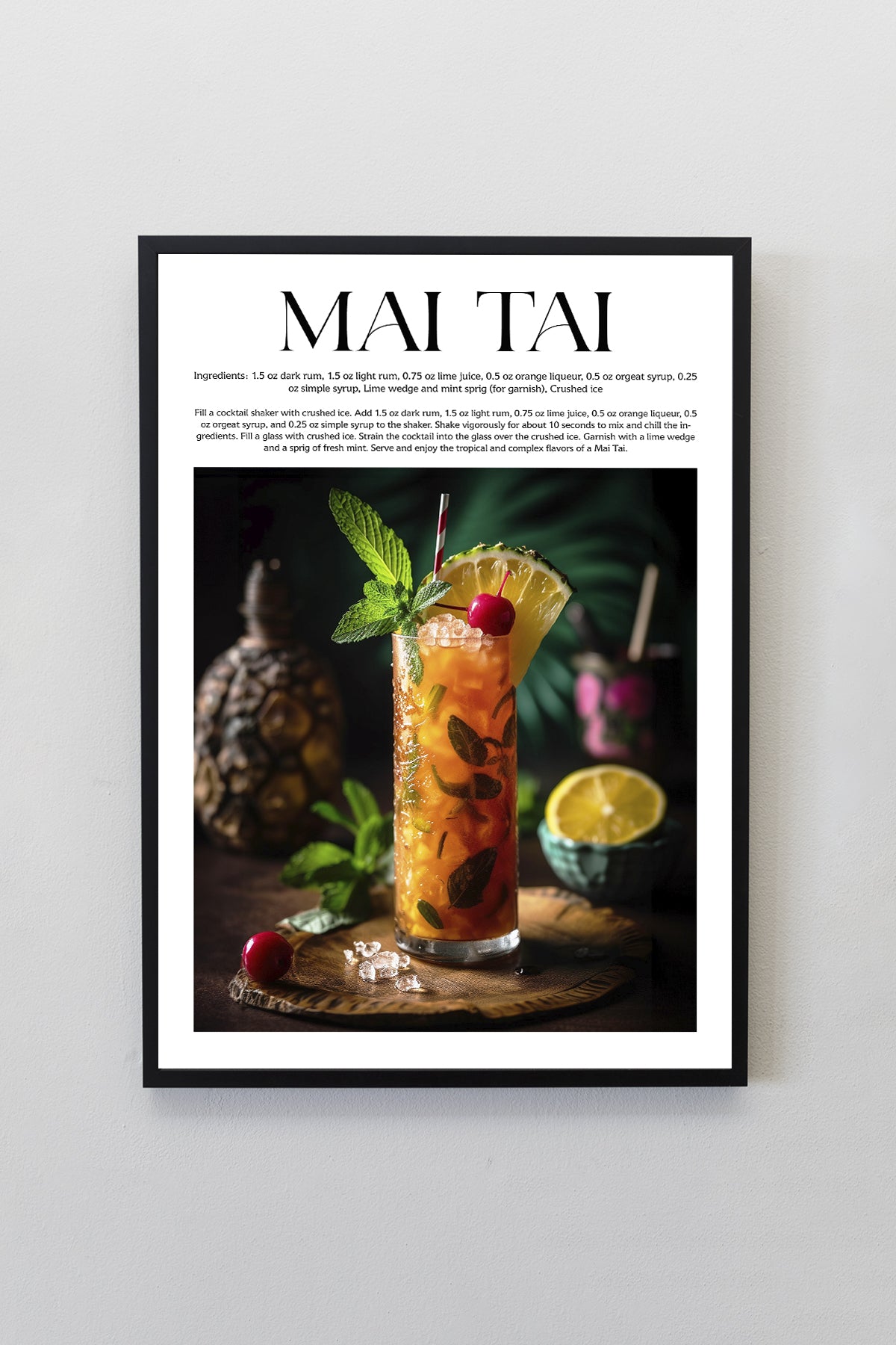 Mai Tai Tasarımlı Kokteyl Koleksiyonu Çerçeveli Tablo