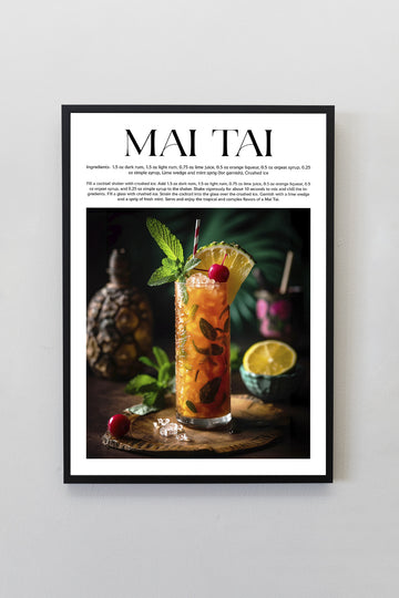Mai Tai Tasarımlı Kokteyl Koleksiyonu Çerçeveli Tablo