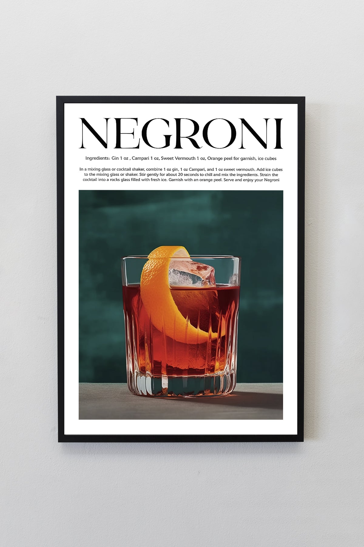 Negroni Tasarımlı Kokteyl Koleksiyonu Çerçeveli Tablo