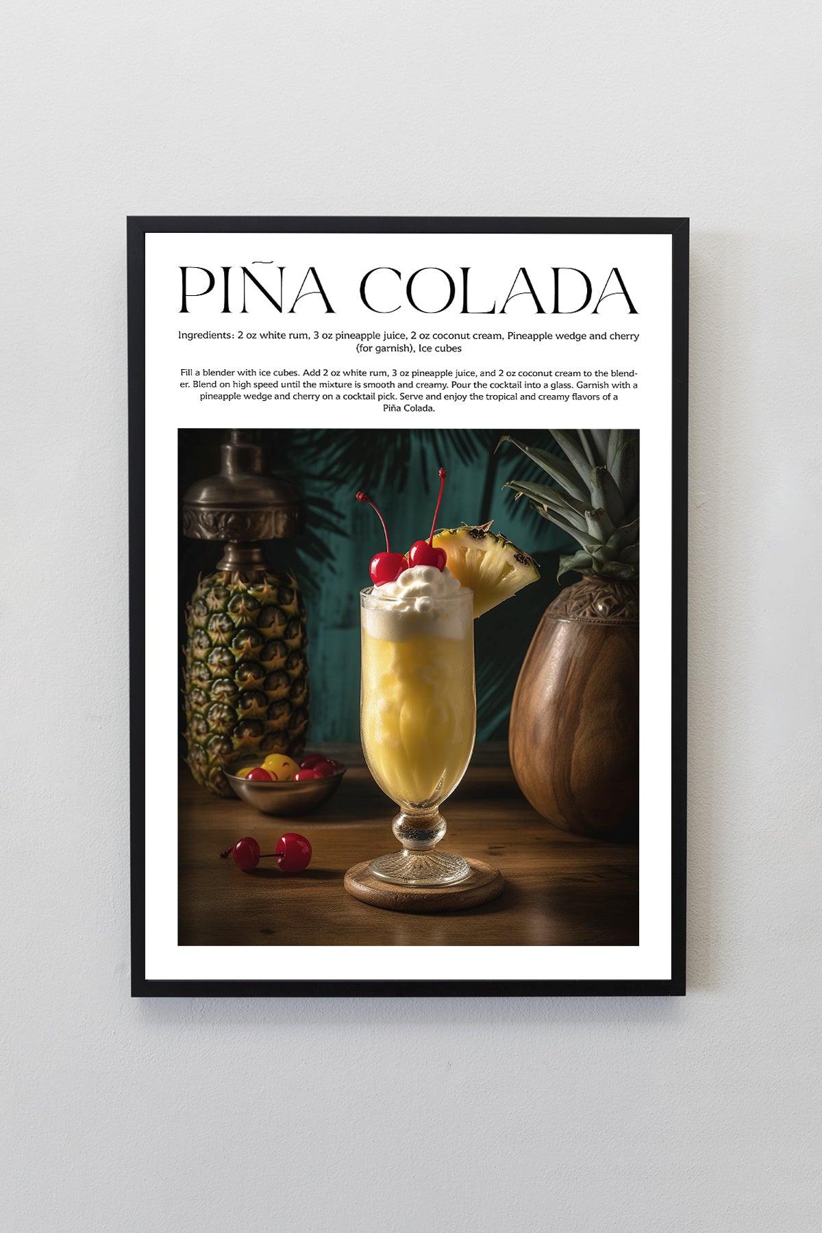 Pina Colada Tasarımlı Kokteyl Koleksiyonu Çerçeveli Tablo