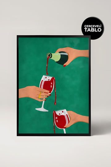 Cheers Wine No:1 Sanatsal Çerçeveli Tasarım Tablo Dolce Vita Koleksiyonu