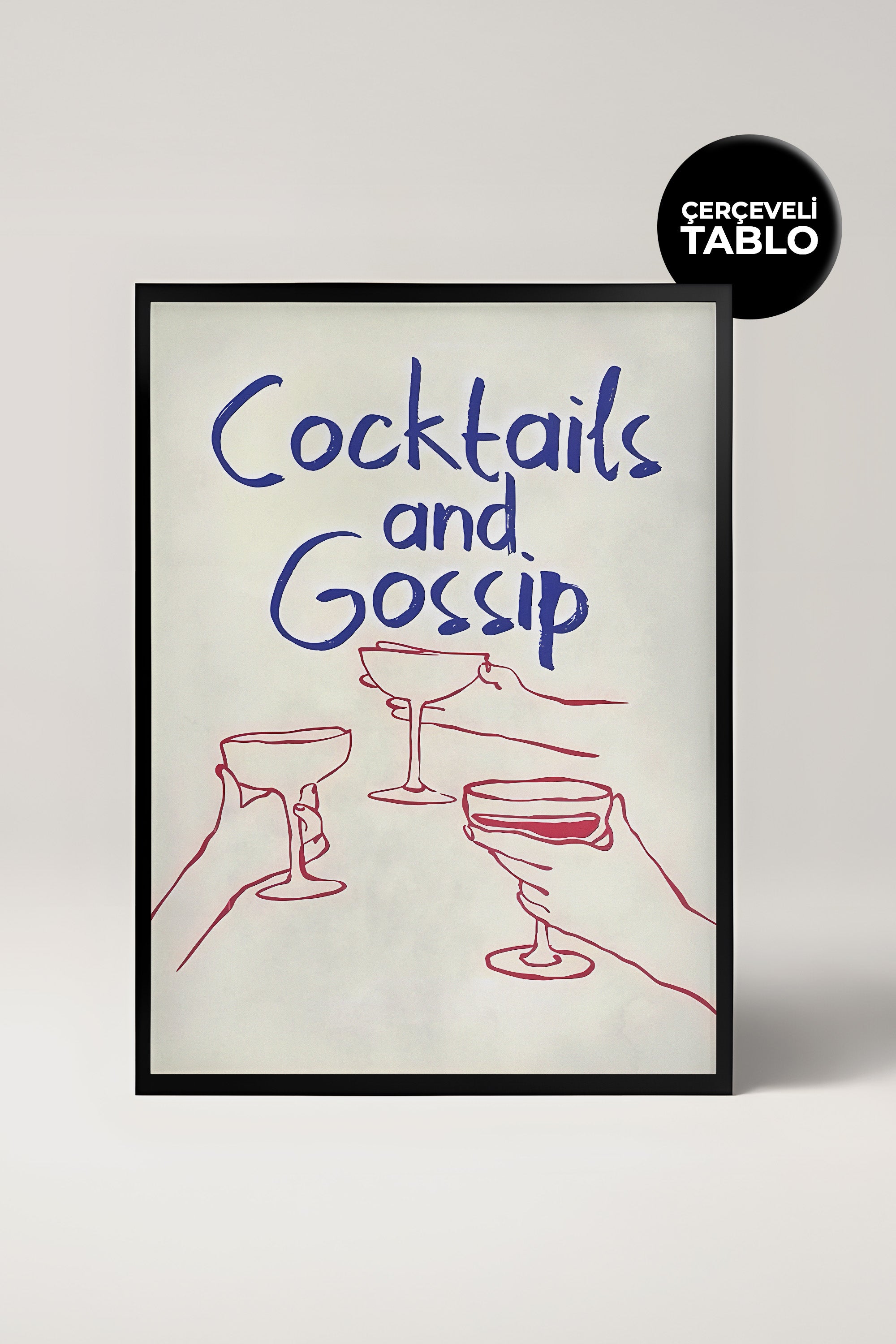 Cocktails and Gossip No:10 Bar Köşesi,Mutfak, Salon Çerçeveli Tasarım Tablo Dolce Vita Koleksiyonu