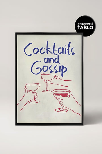Cocktails and Gossip No:10 Bar Köşesi,Mutfak, Salon Çerçeveli Tasarım Tablo Dolce Vita Koleksiyonu