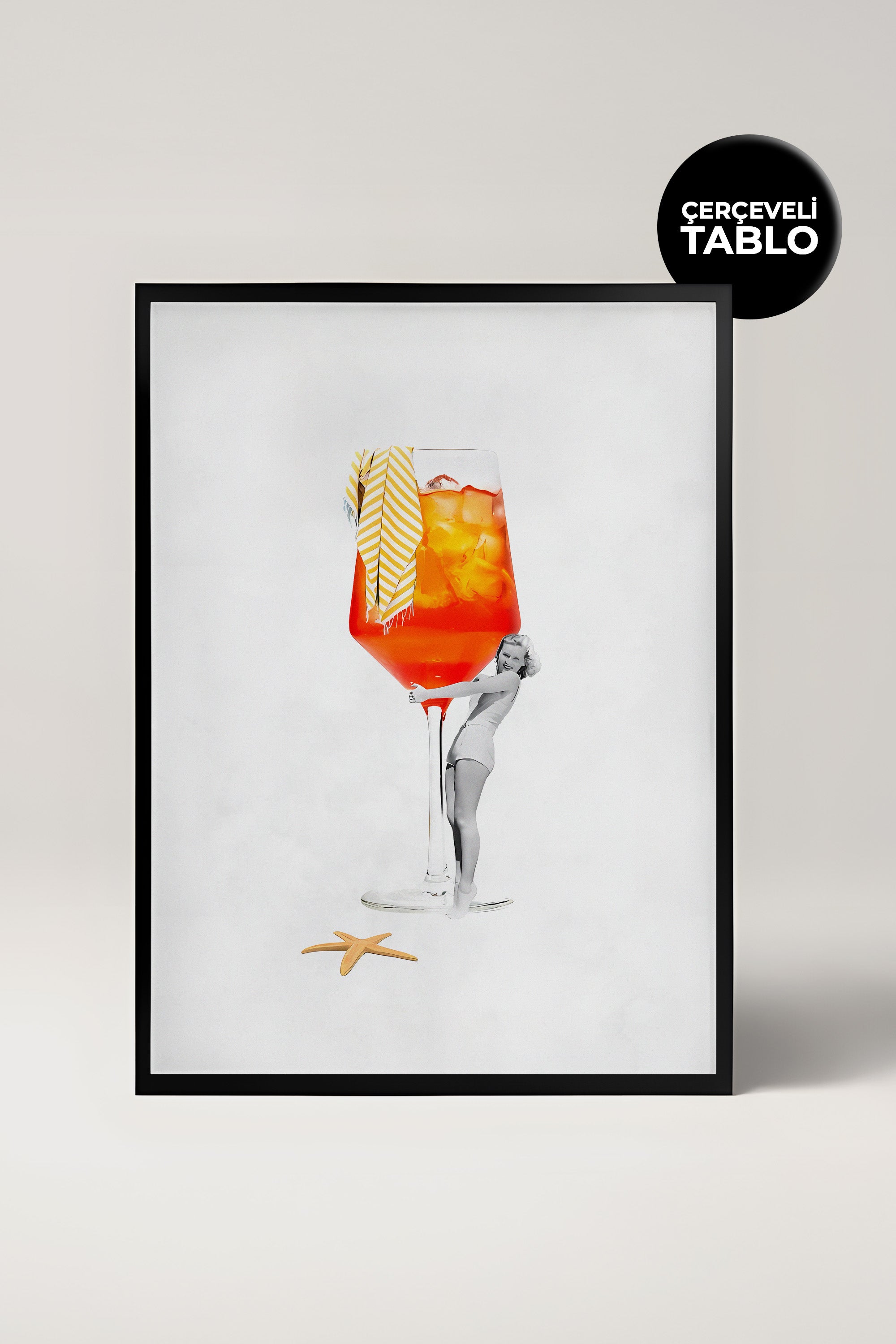 Aperol Girl No:13 Bar Köşesi,Mutfak, Salon Çerçeveli Tasarım Tablo Dolce Vita Koleksiyonu