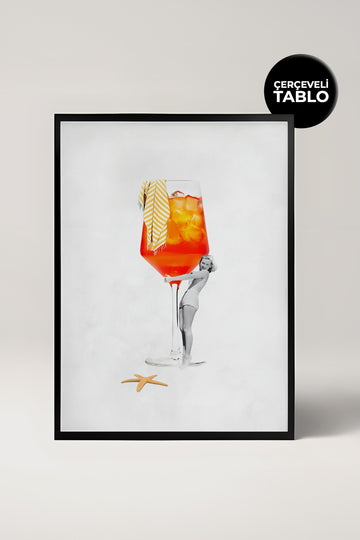 Aperol Girl No:13 Bar Köşesi,Mutfak, Salon Çerçeveli Tasarım Tablo Dolce Vita Koleksiyonu