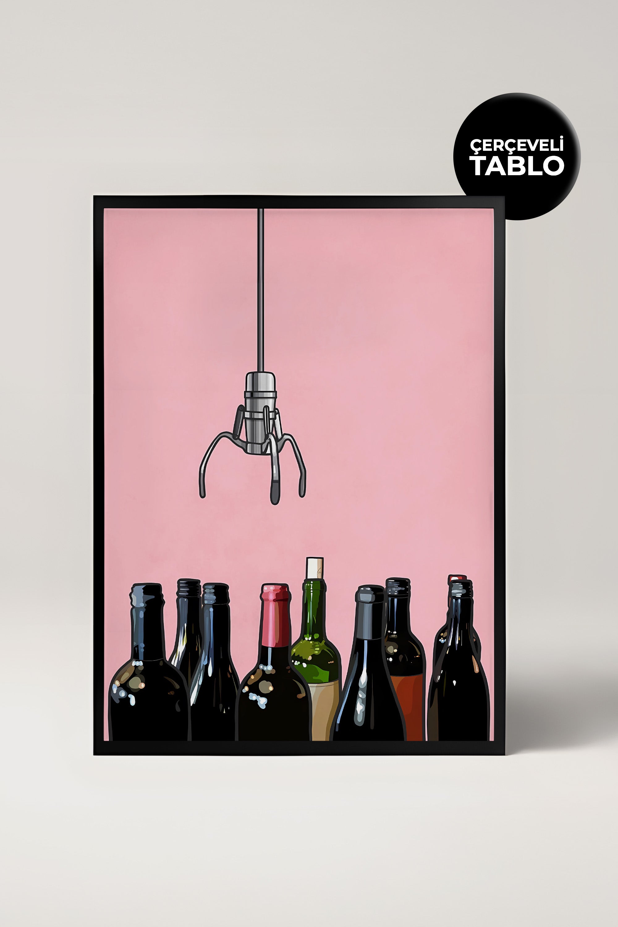 Wine Game Bar Köşesi Mutfak No:14 Sanatsal Çerçeveli Tasarım Tablo Dolce Vita Koleksiyonu