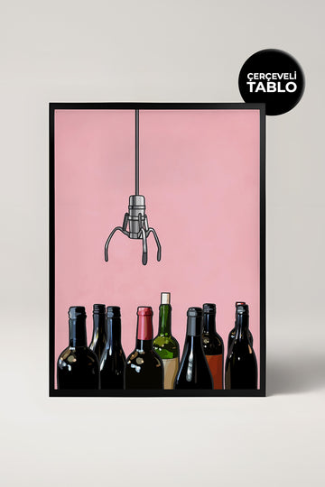Wine Game Bar Köşesi Mutfak No:14 Sanatsal Çerçeveli Tasarım Tablo Dolce Vita Koleksiyonu