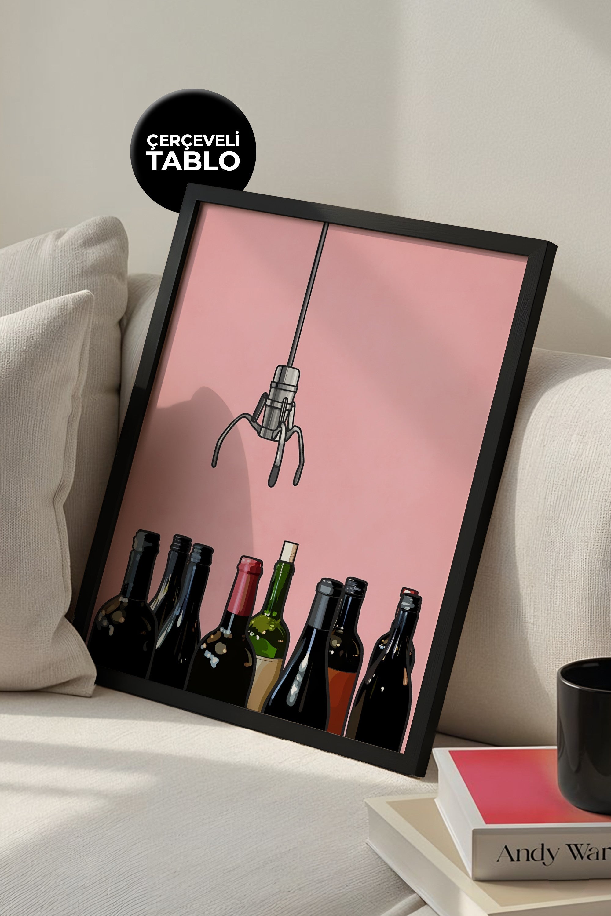 Wine Game Bar Köşesi Mutfak No:14 Sanatsal Çerçeveli Tasarım Tablo Dolce Vita Koleksiyonu