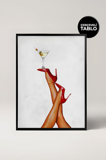 Heels&Martini No:16 Bar Köşesi,Mutfak, Salon Çerçeveli Tasarım Tablo Dolce Vita Koleksiyonu