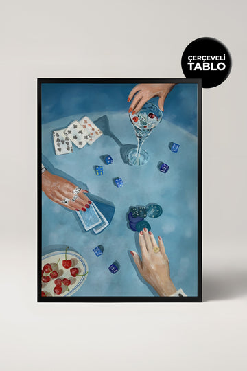 Poker Table No:19 Bar Köşesi,Mutfak, Salon Çerçeveli Tasarım Tablo Dolce Vita Koleksiyonu