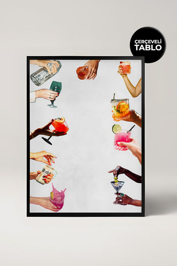 Colorful Cocktails Vibes No:22 Bar Köşesi,Mutfak, Salon Çerçeveli Tasarım Tablo Dolce Vita Koleksiyonu