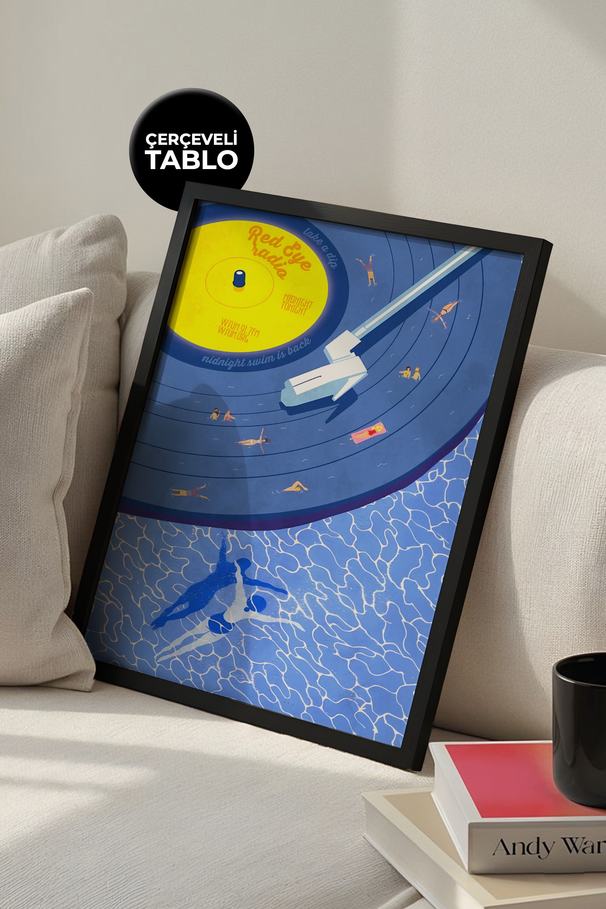 Swimming Lp No:2 Sanatsal Çerçeveli Tasarım Tablo Dolce Vita Koleksiyonu