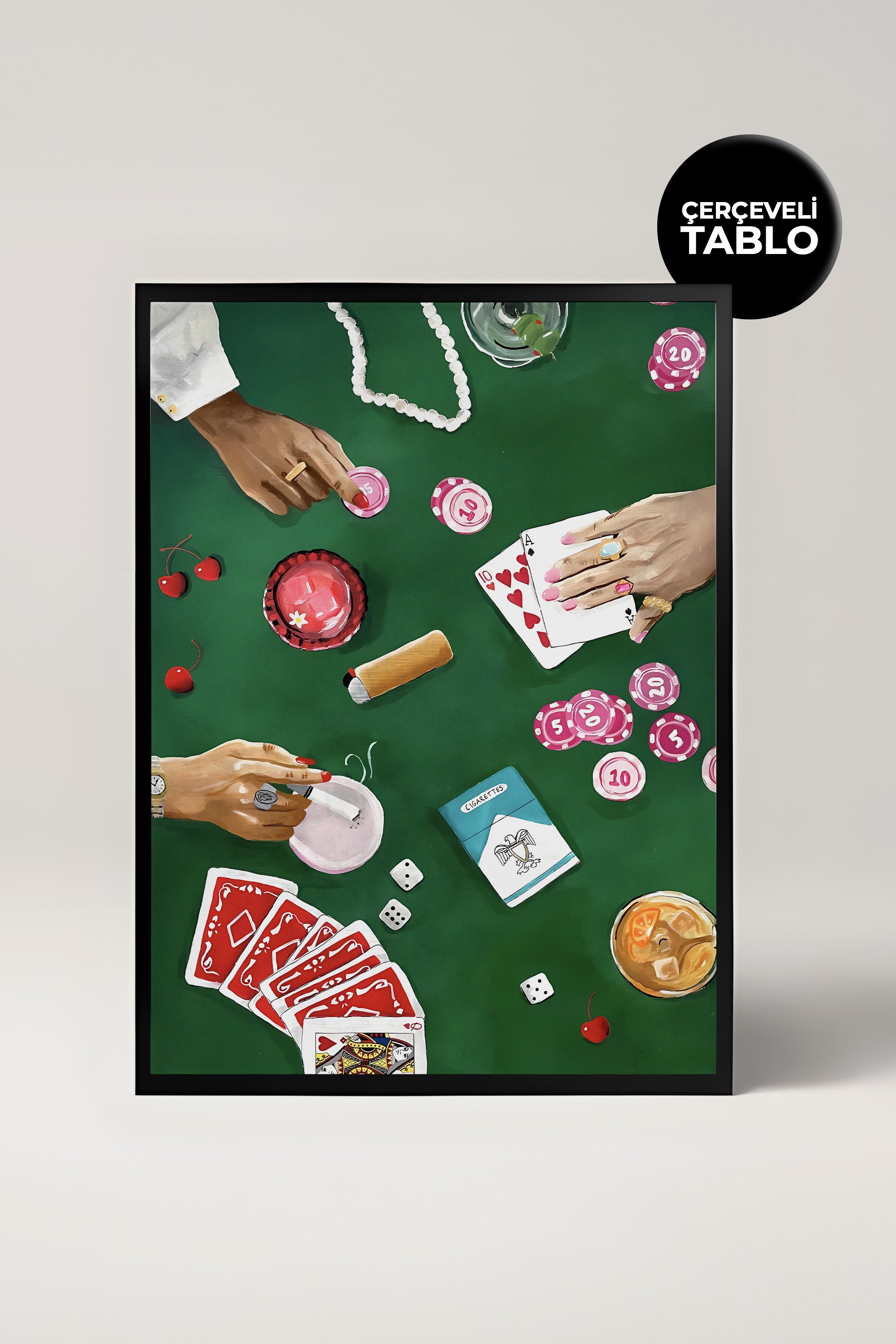 Poker No:4 Sanatsal Çerçeveli Tasarım Tablo Dolce Vita Koleksiyonu