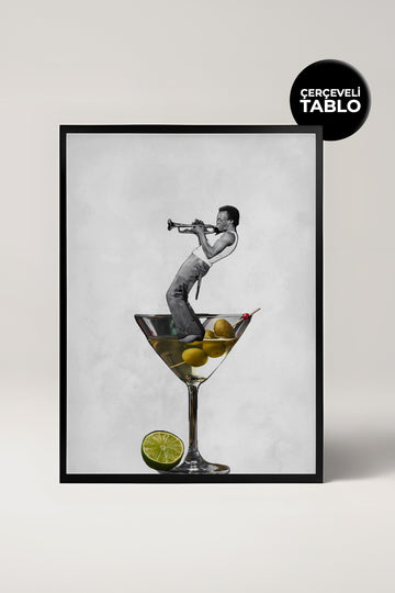 Jazz Martini No:7 Bar Köşesi,Mutfak, Salon Çerçeveli Tasarım Tablo Dolce Vita Koleksiyonu