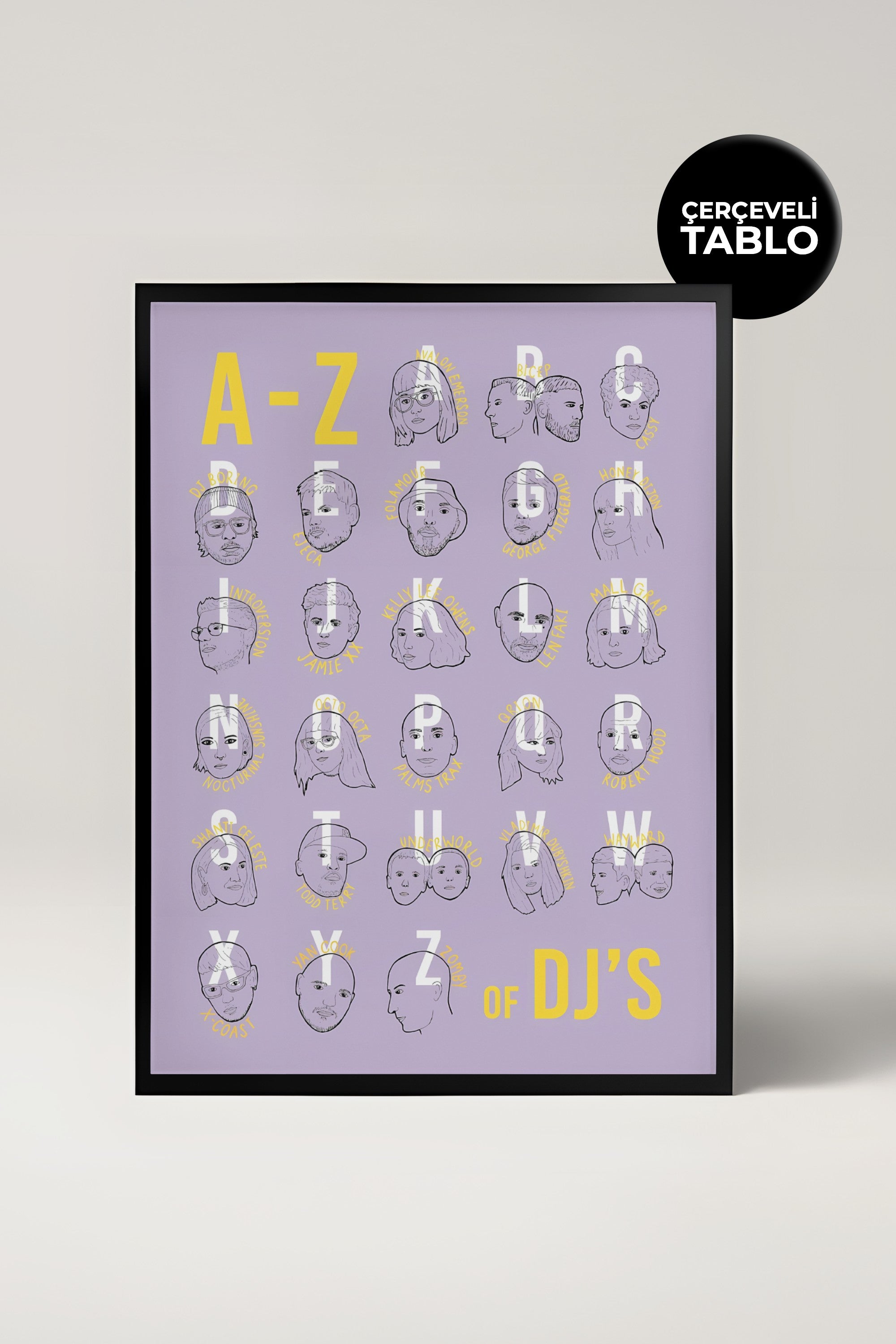 A-Z of DJ's Pop Culture Tasarımlı Çerçeveli Tablo