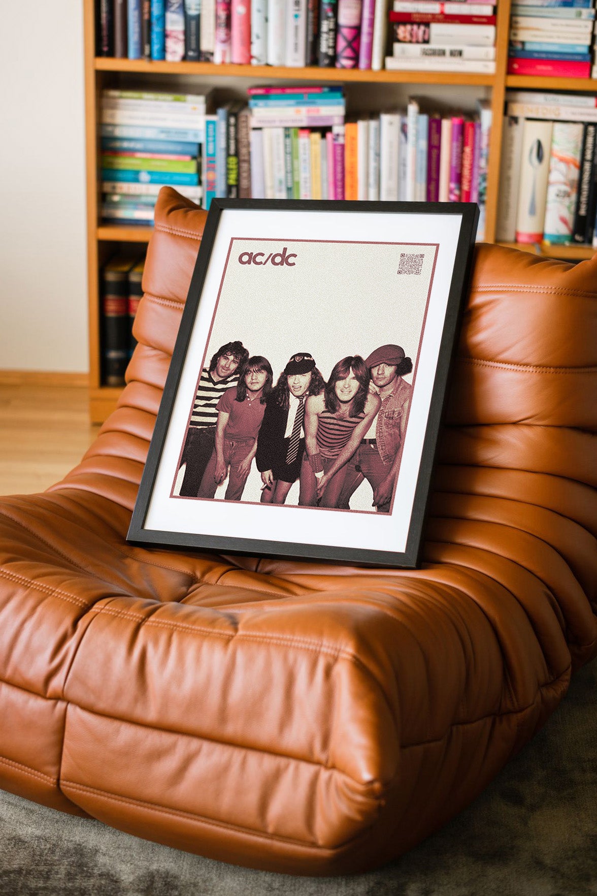 AC/DC QR Kodlu Müziğin Devleri Koleksiyonu Siyah Çerçeveli Tasarım Tablo