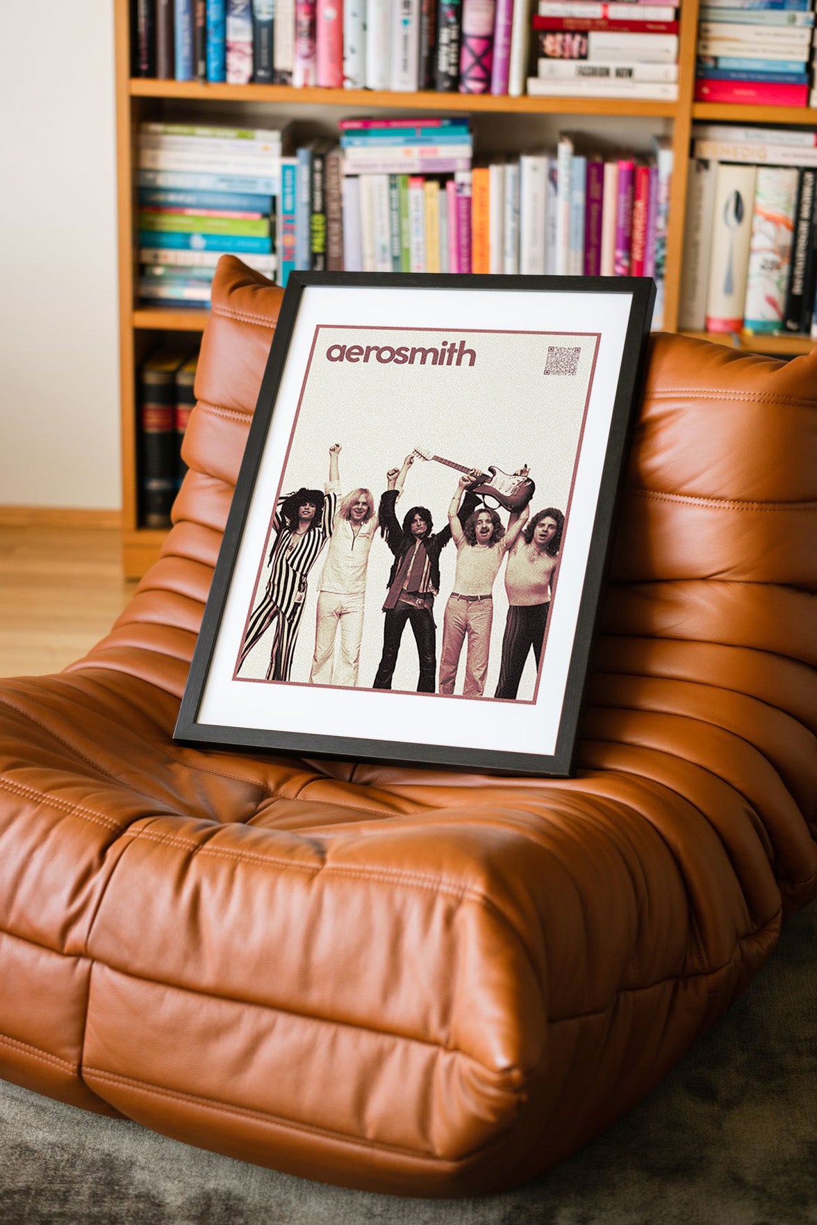 Aerosmith QR Kodlu Müziğin Devleri Koleksiyonu Siyah Çerçeveli Tasarım Tablo