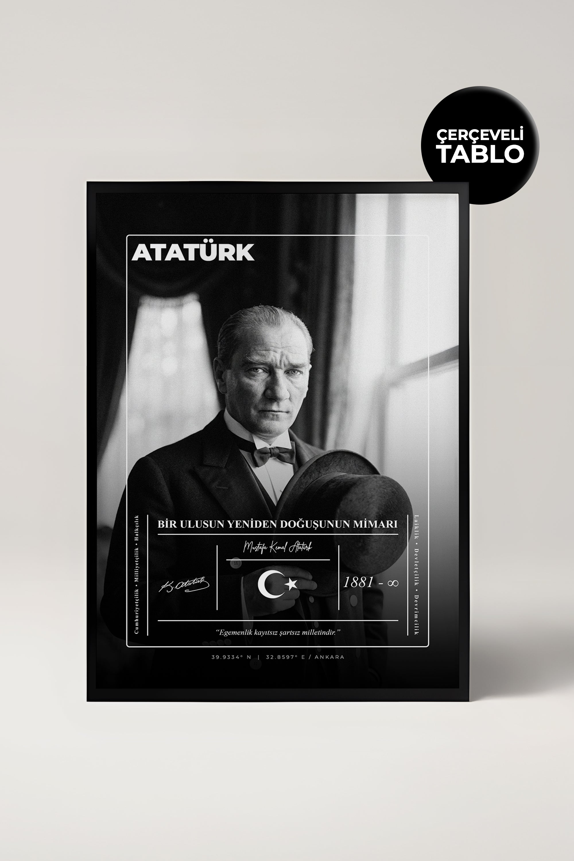 Atatürk No:6 Tasarımlı Çerçeveli Tablo