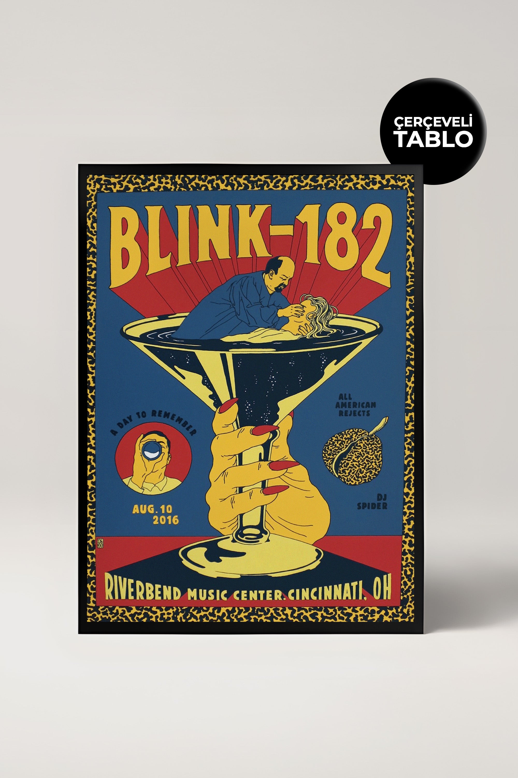 Blink-182 Konser Tasarımlı Retro Çerçeveli Tasarım Tablo