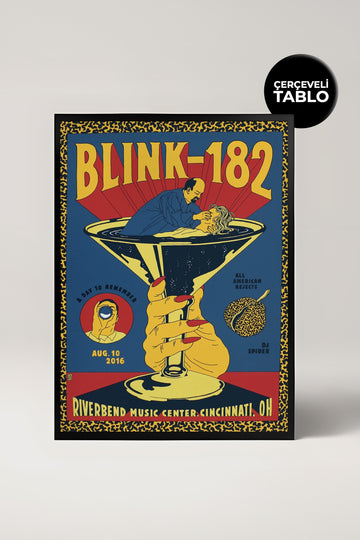 Blink-182 Konser Tasarımlı Retro Çerçeveli Tasarım Tablo