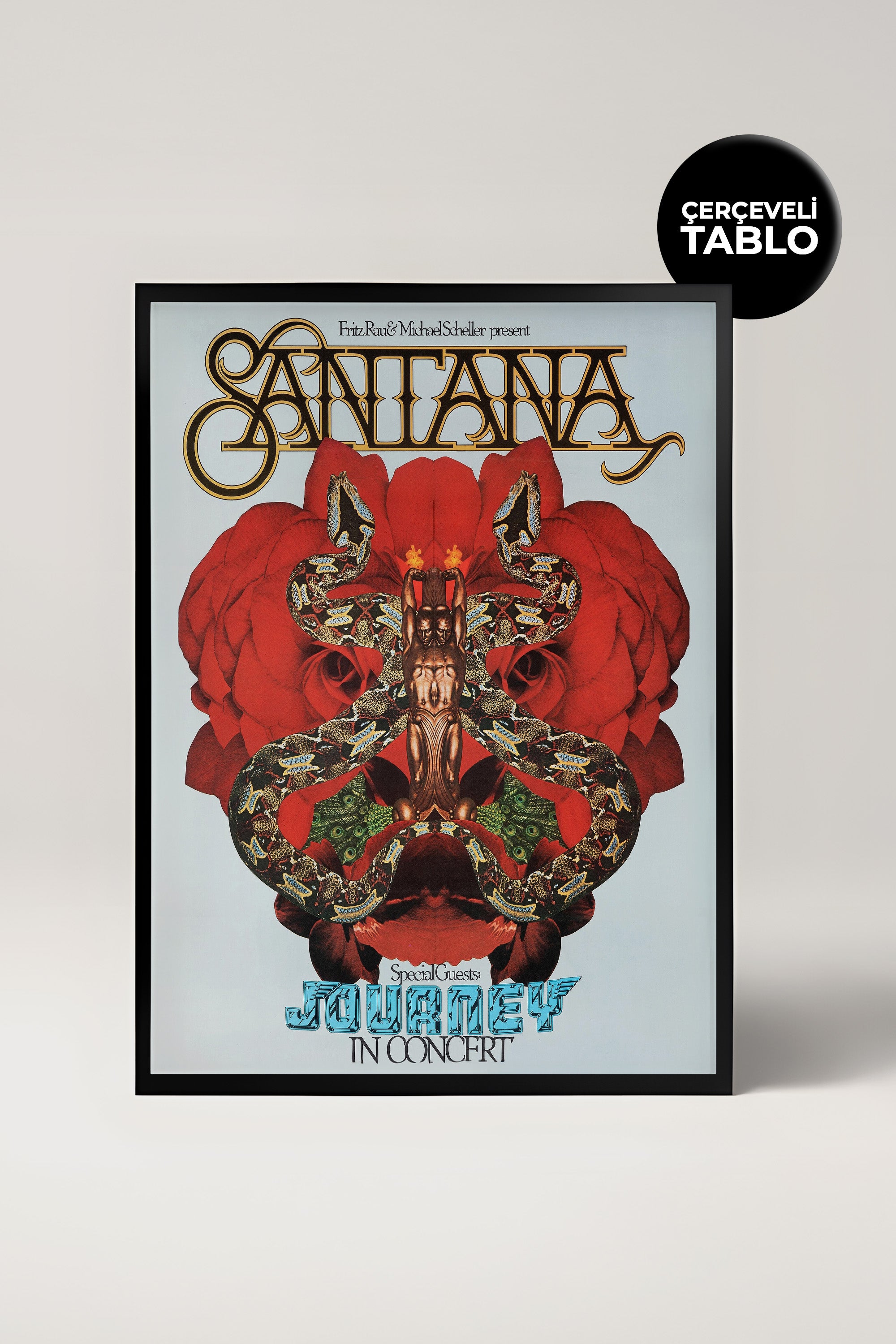 Carlos Santana Konser Tasarımlı Retro Çerçeveli Tasarım Tablo