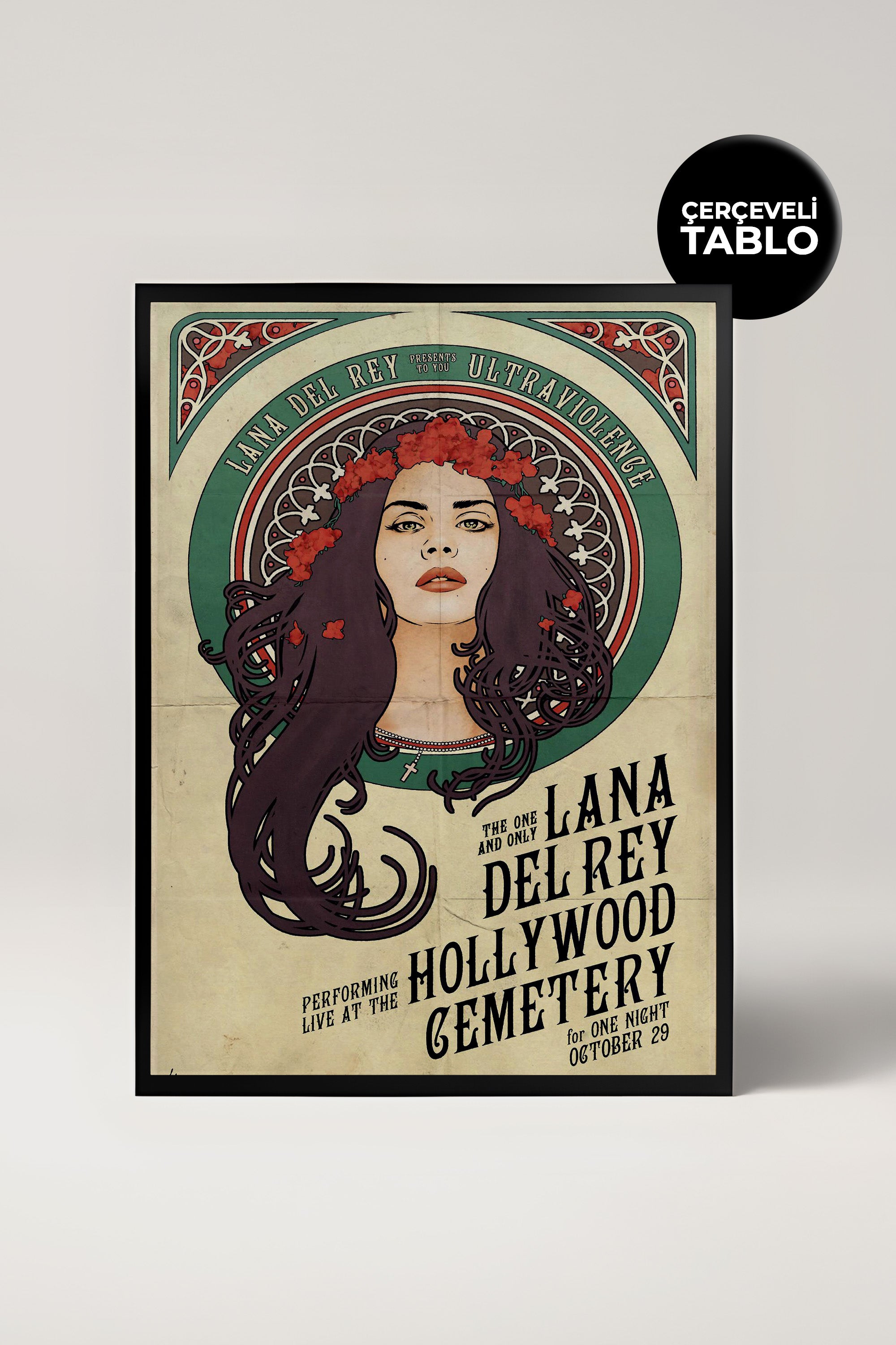Lana Del Rey Konser Tasarımlı Retro Çerçeveli Tasarım Tablo
