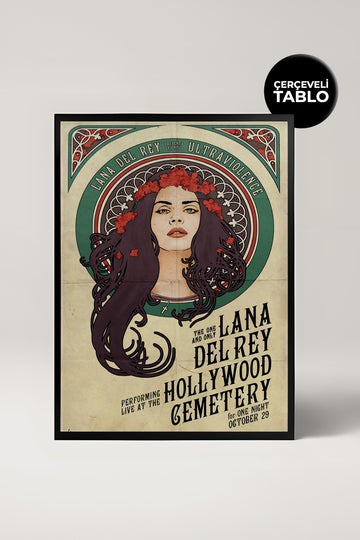 Lana Del Rey Konser Tasarımlı Retro Çerçeveli Tasarım Tablo