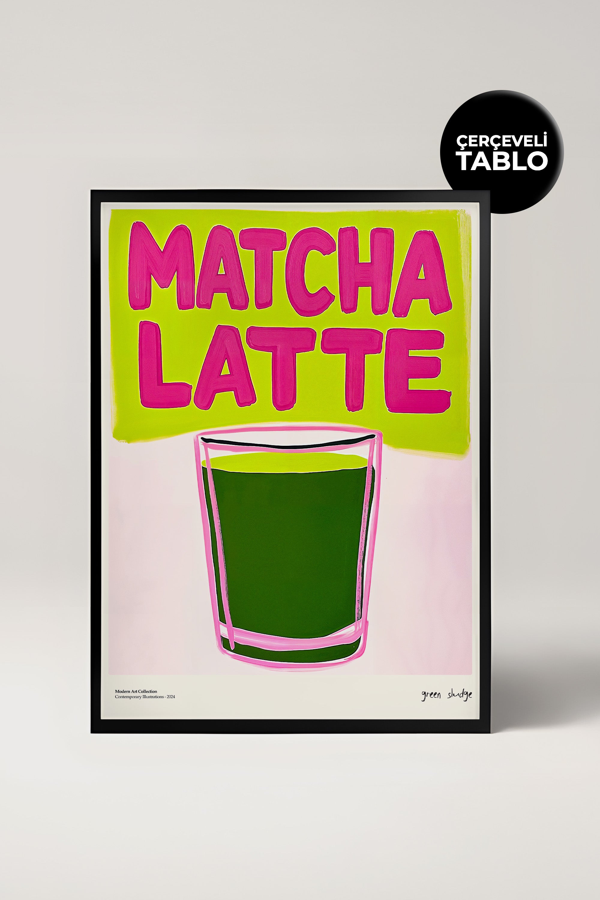 Matcha Latte Çerçeveli Tasarım Tablo Dolce Vita Koleksiyonu