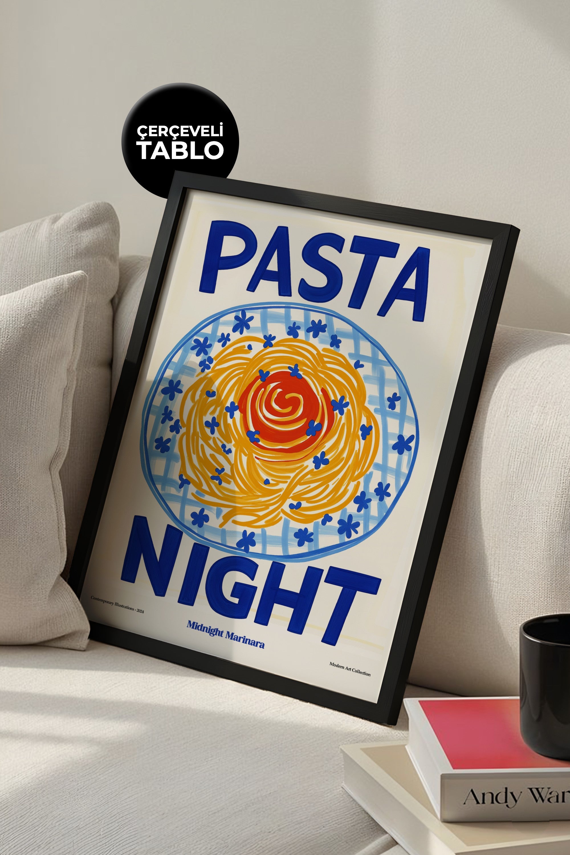 Pasta Night Çerçeveli Tasarım Tablo Dolce Vita Koleksiyonu