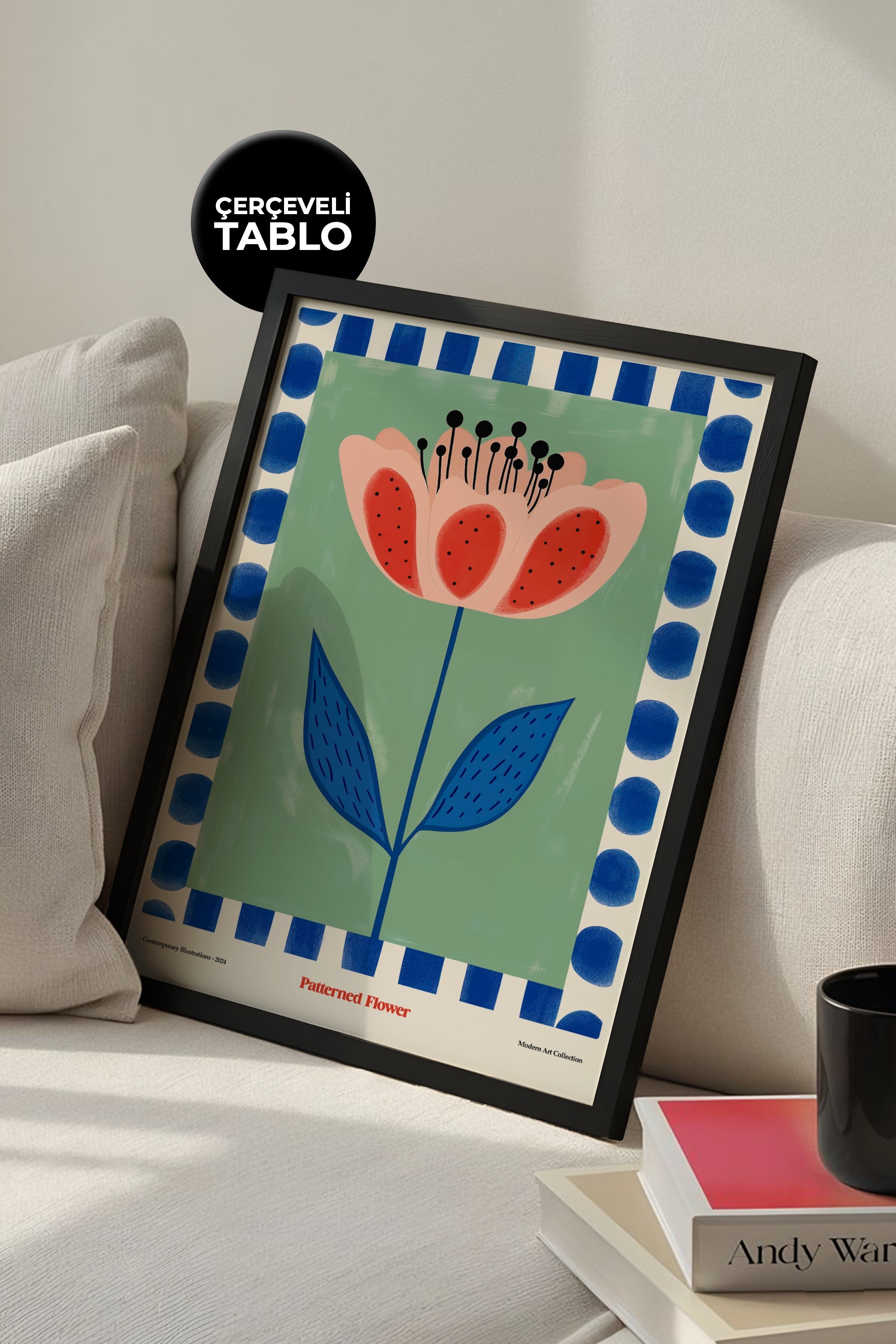 Patterned Flower Çerçeveli Tasarım Tablo Dolce Vita Koleksiyonu
