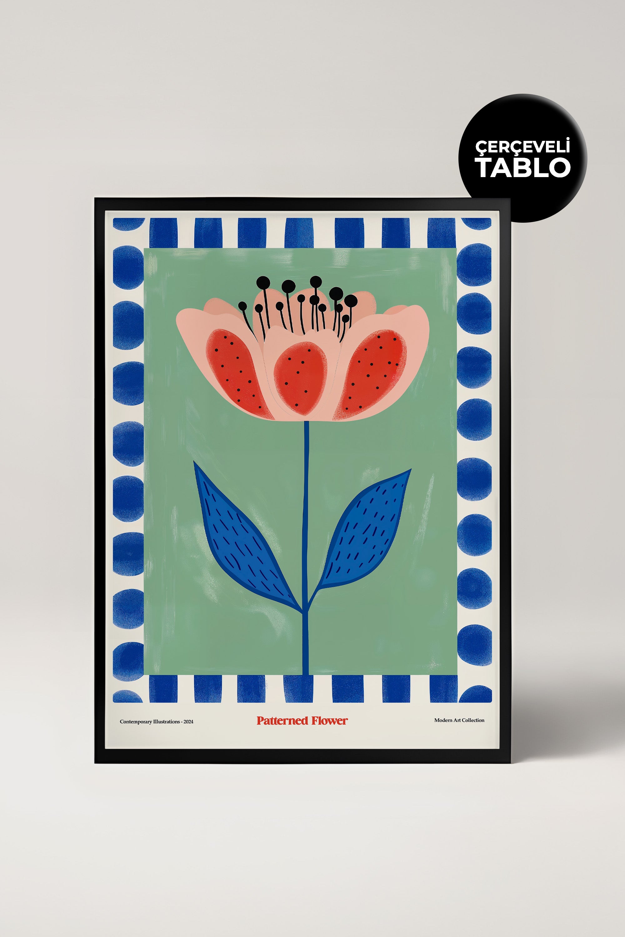 Patterned Flower Çerçeveli Tasarım Tablo Dolce Vita Koleksiyonu