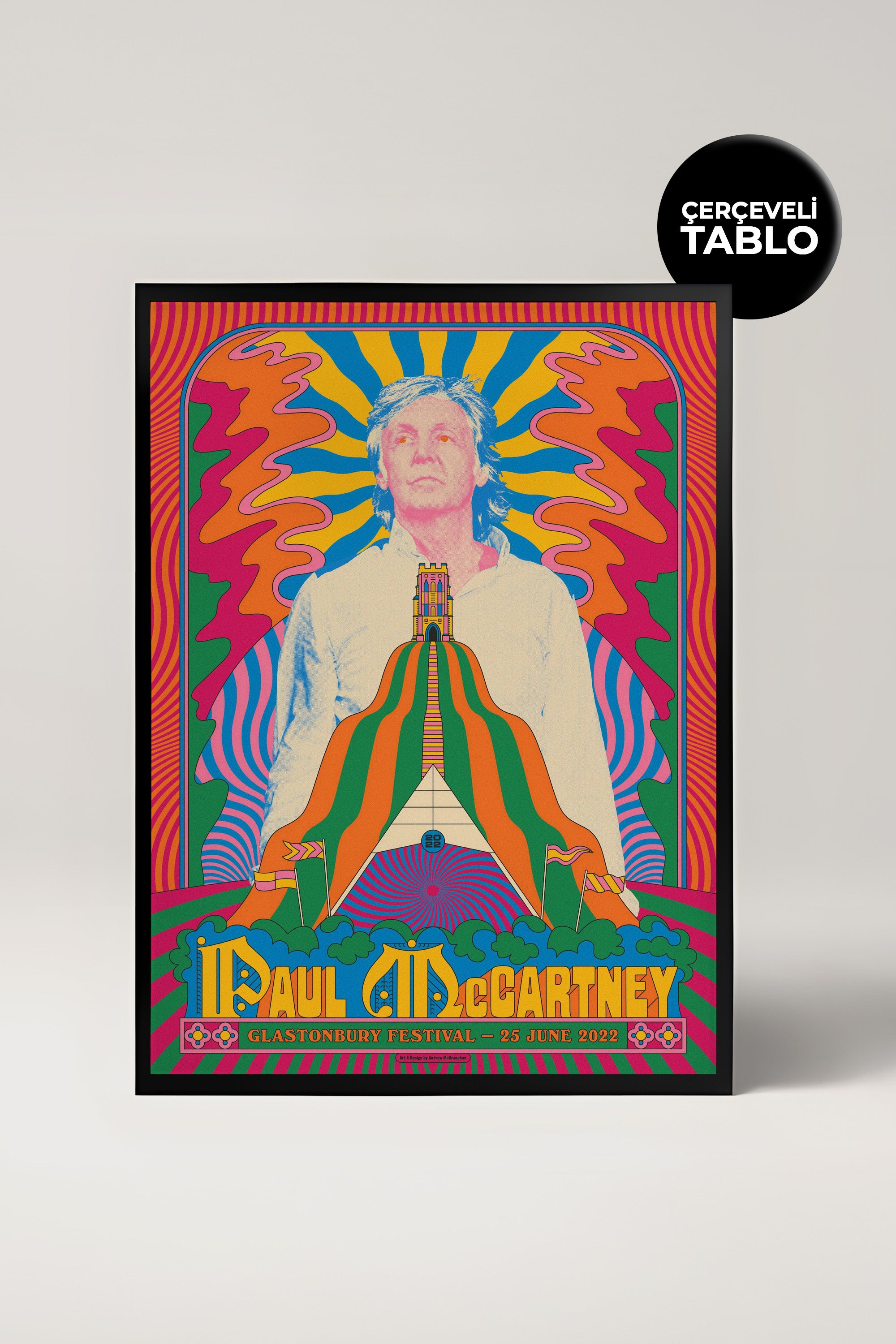 Paul Mccartney Konser Tasarımlı Retro Çerçeveli Tasarım Tablo