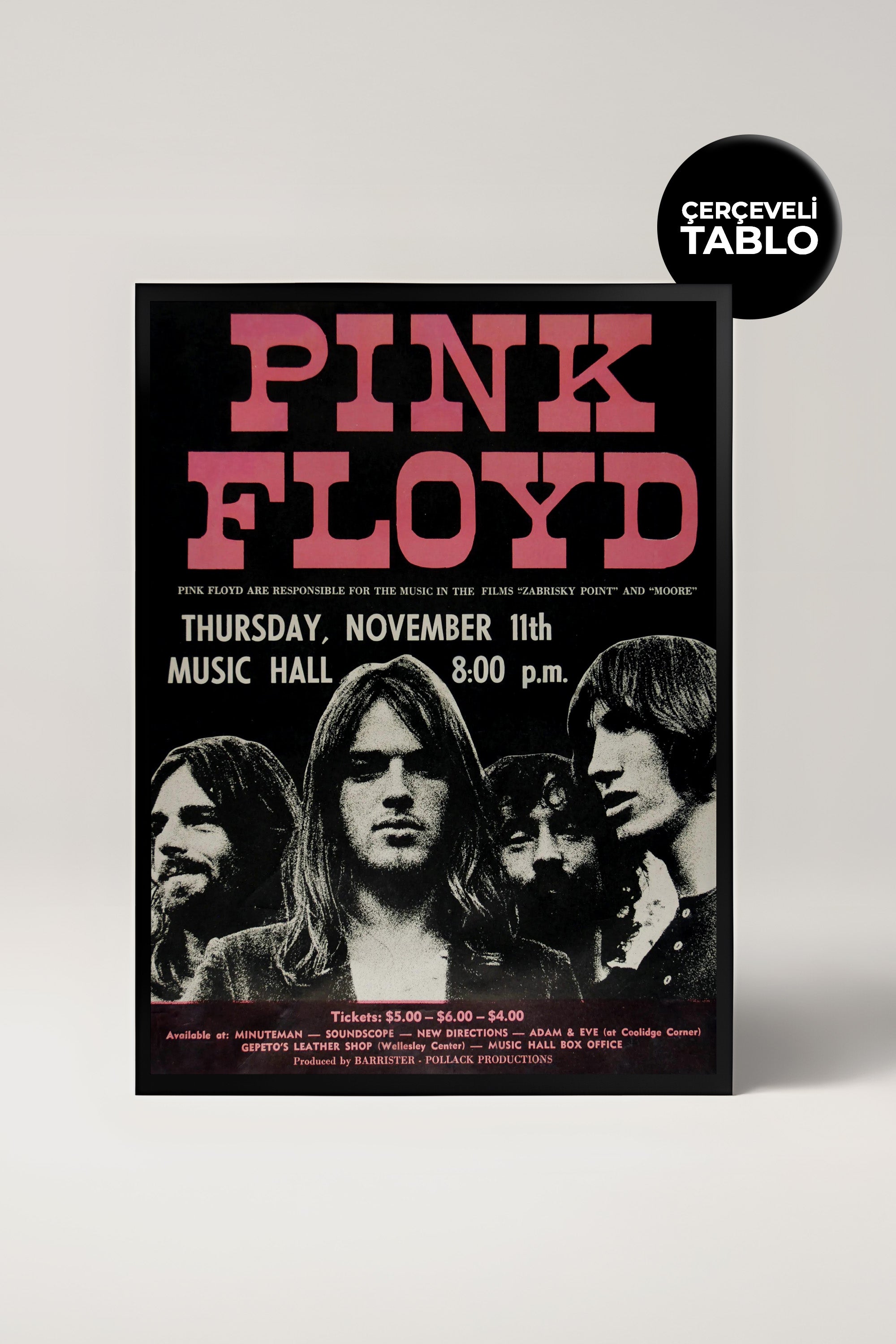 Pink Floyd Konser Tasarımlı Retro Çerçeveli Tasarım Tablo No:1