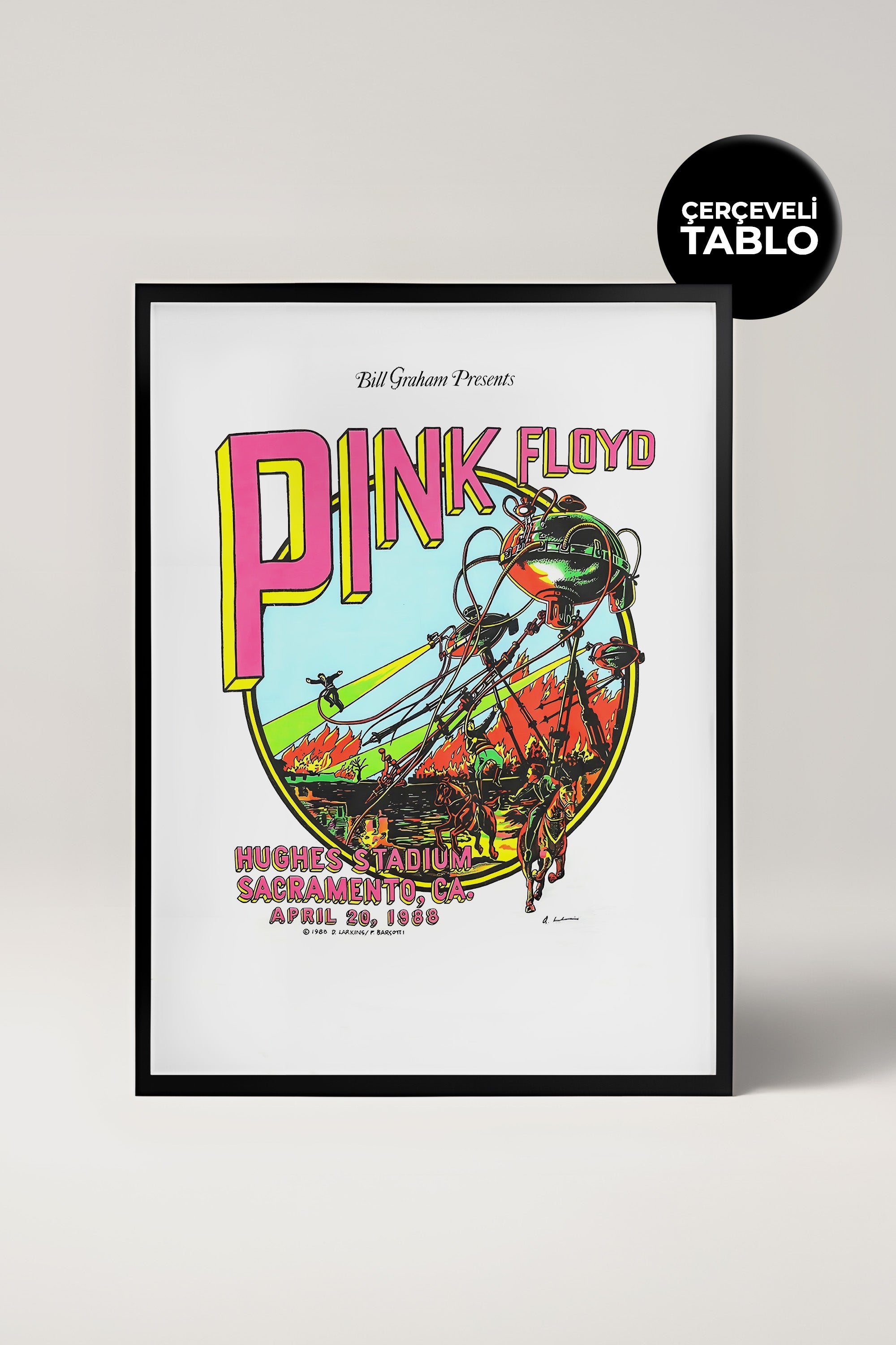 Pink Floyd Konser Tasarımlı Retro Çerçeveli Tasarım Tablo No:2