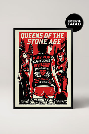 Queens of Stone Age Konser Tasarımlı Retro Çerçeveli Tasarım Tablo