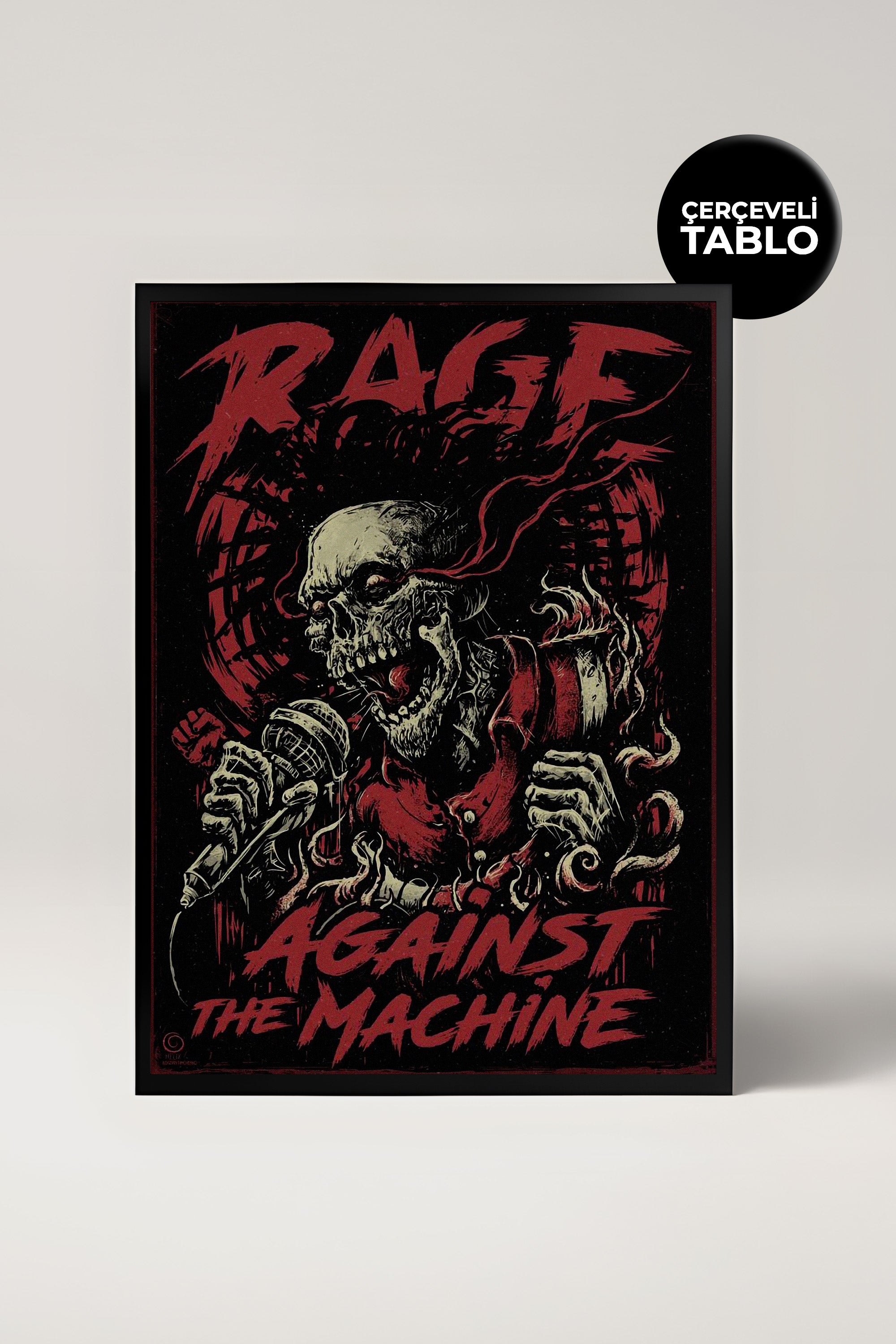 Rage Against The Machine Konser Tasarımlı Retro Çerçeveli Tasarım Tablo