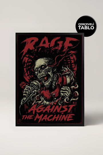 Rage Against The Machine Konser Tasarımlı Retro Çerçeveli Tasarım Tablo