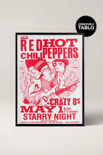 Red Hot Chili Peppers Konser Tasarımlı Retro Çerçeveli Tasarım Tablo No:1