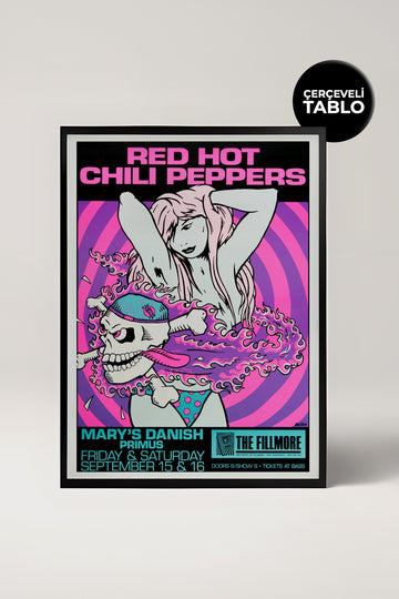 Red Hot Chili Peppers Konser Tasarımlı Retro Çerçeveli Tasarım Tablo No:2