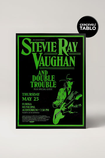 Stevie Ray Vaughan Konser Tasarımlı Retro Çerçeveli Tasarım Tablo