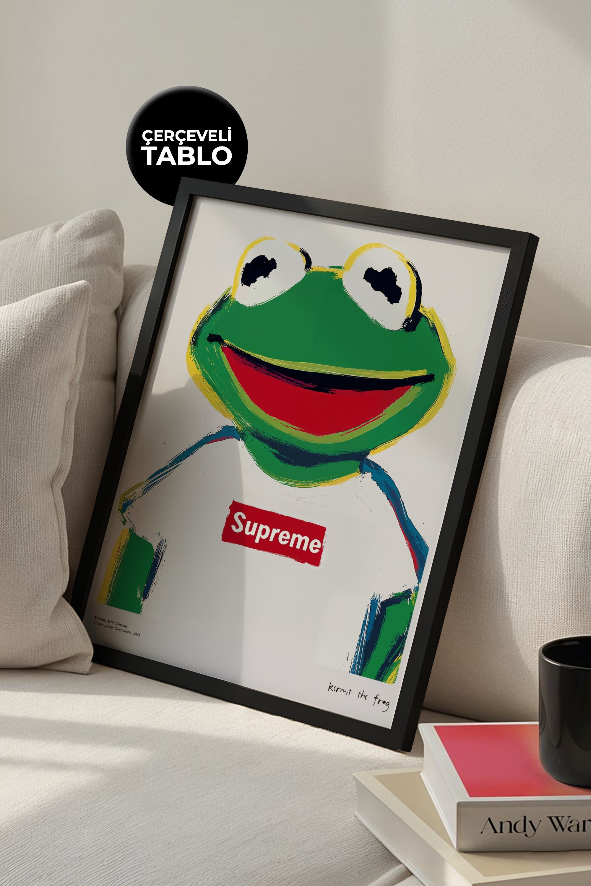 Supreme Kermit Çerçeveli Tasarım Tablo Dolce Vita Koleksiyonu