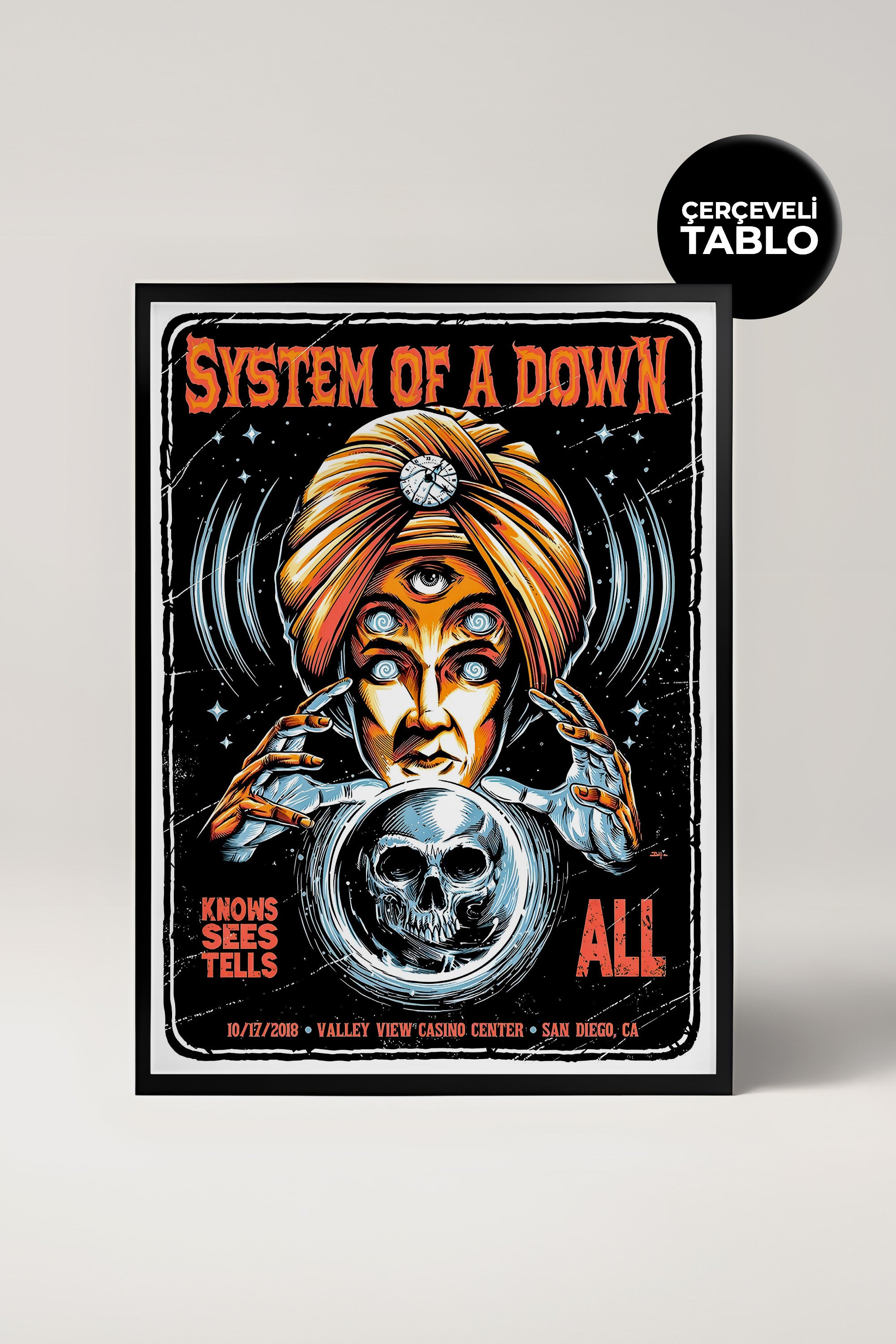 The System of a Down Konser Tasarımlı Retro Çerçeveli Tasarım Tablo