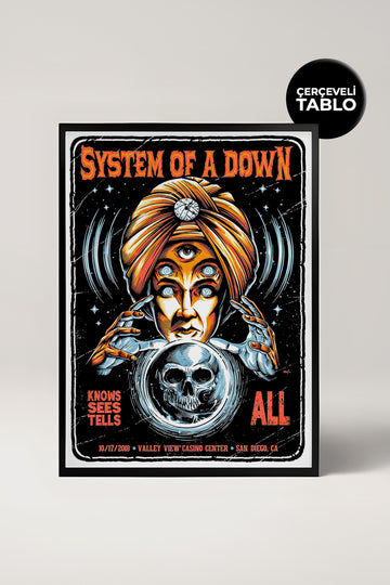 The System of a Down Konser Tasarımlı Retro Çerçeveli Tasarım Tablo