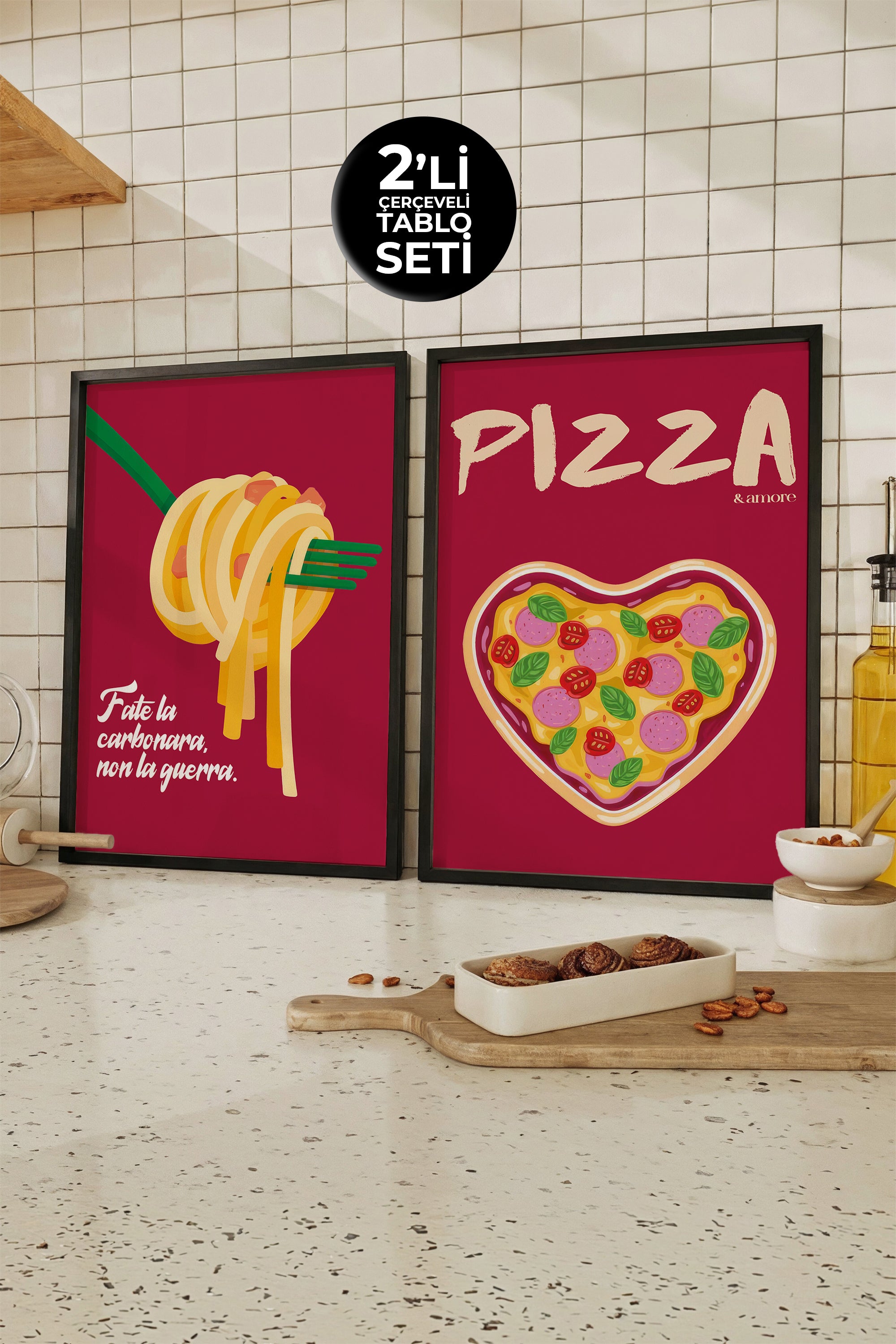 Mutfak, Salon, Yemek Odası, 2'li Çerçeveli Tasarım Tablo Setleri, Kitchen Essentials Koleksiyonu