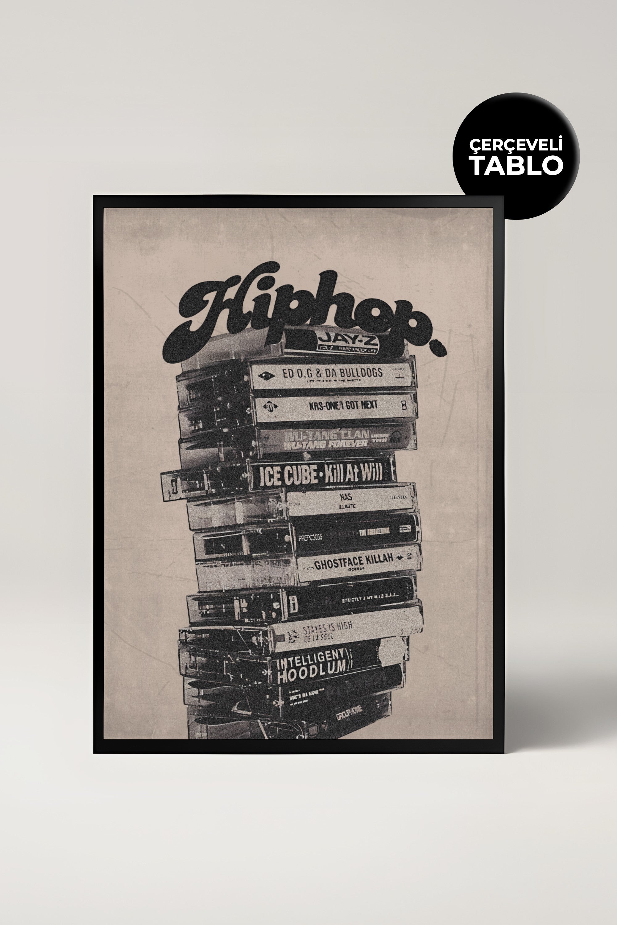 Hiphop Cassette Stack Pop Culture Tasarımlı Çerçeveli Tablo