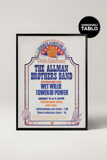 The Allman Brothers Konser Tasarımlı Retro Çerçeveli Tasarım Tablo