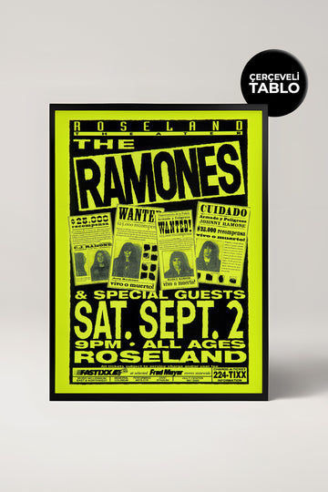 The Ramones Konser Tasarımlı Retro Çerçeveli Tasarım Tablo