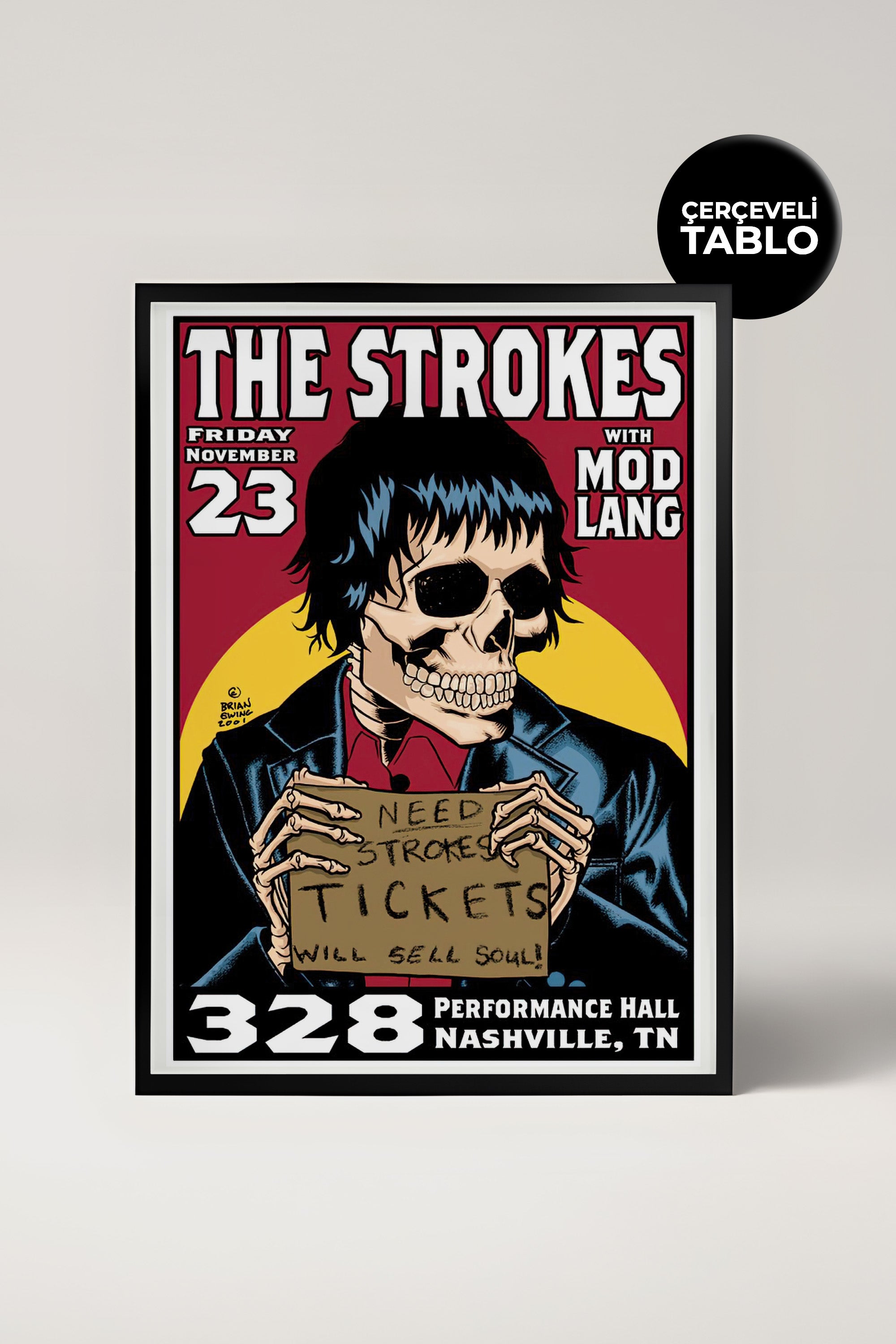 The Strokes Konser Tasarımlı Retro Çerçeveli Tasarım Tablo No:1